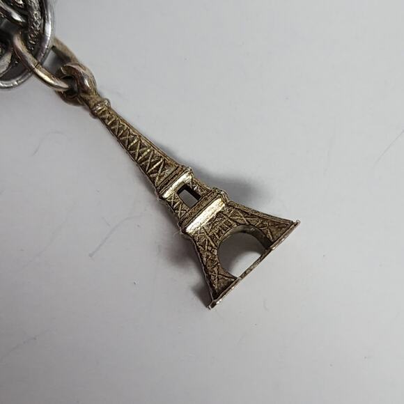 Sterling Silver Antique Eiffel Tower Paris Vintage Bracelet Charm - Picture 1 of 2